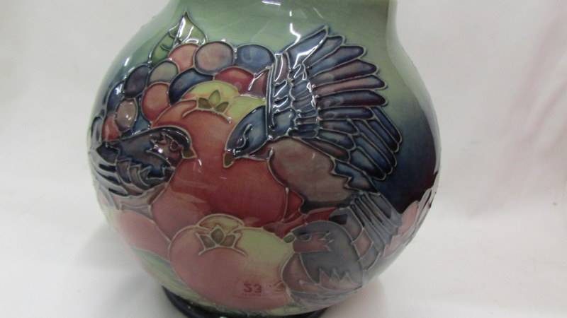 A Moorcroft Vase in a birds eating fruit pattern. - Image 3 of 4