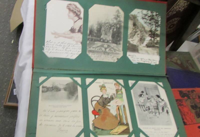 Three albums of postcards including an unusual double sided album, a scrap album, - Image 7 of 22