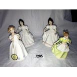 4 Royal Doulton figurines, 2 x Amanda HN3635,