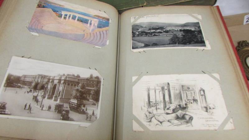 Three albums of postcards including an unusual double sided album, a scrap album, - Image 15 of 22