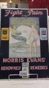 A Vintage Morris Evans' Renowned Remedies advertising sign.