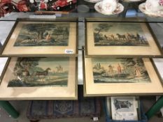 4 framed and glazed tinted pictures,