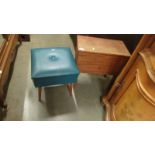 A retro stool and an old sewing box.