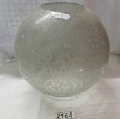 A Victorian / Edwardian acid etched glass duplex oil lamp shade.