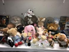A mixed lot of soft toys including Brambley hedge and Beatrix Potter characters