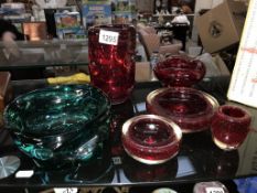 A collection of 6 pieces of Whitefriars glass