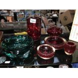 A collection of 6 pieces of Whitefriars glass