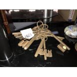 A bunch of 19th century steel lock keys