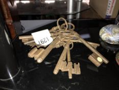 A bunch of 19th century steel lock keys