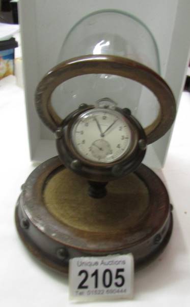 A Longines pocket watch in display case under dome. - Image 3 of 3