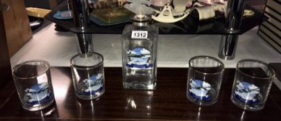 A legendary aircraft of WWII decanter and 4 glasses