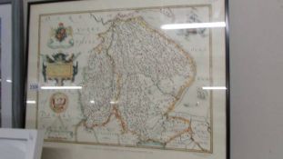 A framed and glazed map of Lincolnshire and Nottinghamshire. (Collect only).
