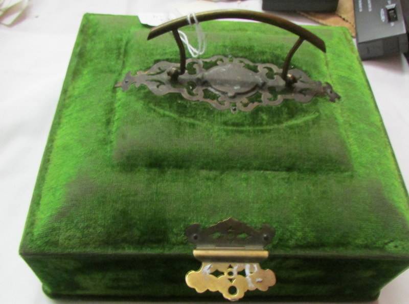 A Victorian velvet box with brass fittings containing two 19th century books of prayer, - Image 2 of 10