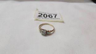 A gold ring set diamond marked 14k, size K, 1.8 grams.