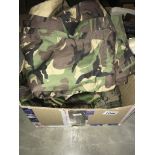A box of camouflage trousers,