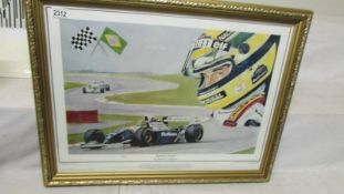 Ayrton Senna a limited edition print 268/1000 of one of the greatest Grand Prix racing drivers of