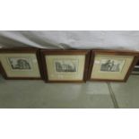 Three oak framed and glazed architectural engravings.
