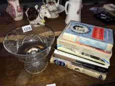 Selection of books on Robert Burns and a crystal Burns Bi-Centenary bowl