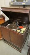 An Excelgram cabinet gramaphone with 78 rpm records (Collect only)