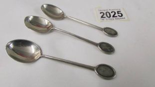 Three Sheffield silver golf themed tea spoons, 1971, 1979 and 1982. Cooper Brothers & Sons Ltd.