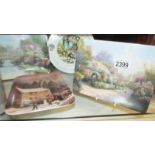 Three Thomas Kinkade collector's plates, a Davenport collector's plate and one other.