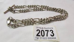 A 925 silver necklace in the style of a watch chain, 52 cm long, 62.5 grams.
