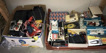 2 large boxes of vintage Scalextric including hand controllers and cars