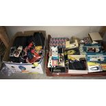 2 large boxes of vintage Scalextric including hand controllers and cars