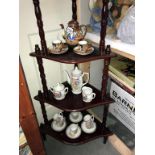 A hand painted 15 piece tea set plus a Chinese teapot and 2 cups and saucers