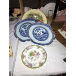 A pair of Ironstone blue willow plates,