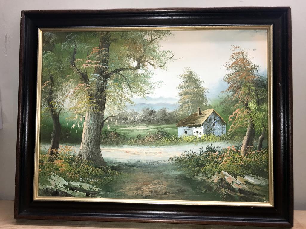 2 framed oil on canvas country scenes - Image 5 of 7