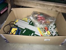 Matchbox motorway track and hand controllers, wire power supply buildings etc,