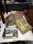 4 vintage wooden jigsaws and a round Walt Disney jigsaw completeness unknown