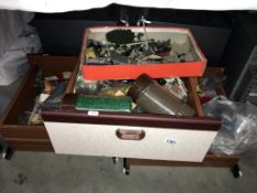 A selection of model railway layout accessories in 3 boxes