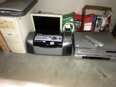 A quantity of electronic items including Epsom printer, VHS and DVD players,