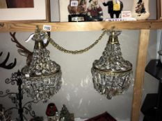 A pair of vintage crystal glass basket chandeliers ****Condition report**** All