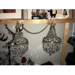 A pair of vintage crystal glass basket chandeliers ****Condition report**** All