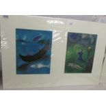 Marc Chagall (1887-1985) Pair of modernist figural lithographic prints published in New York