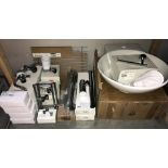 A good lot of new bathroom accessories, metal bar handles, toilet roll holders, towel holder,