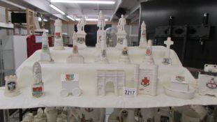 Approximately 19 pieces of crested ware including Drake, Bunyan, clock tower, light houses,