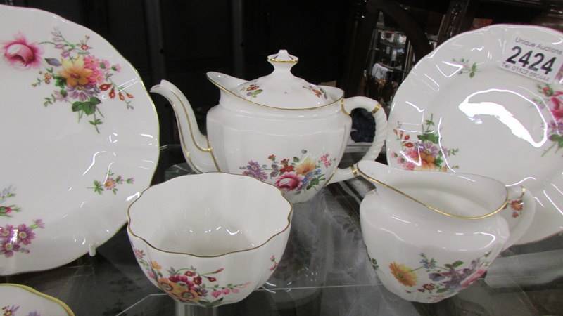 A Royal Crown Derby posies teapot, sugar bowl, milk jug, two tea plates, - Image 2 of 3
