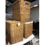 3 large wicker linen baskets