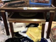 2 vintage brass bound map topped coffee tables