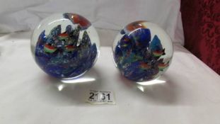 Two good quality glass paperweights.