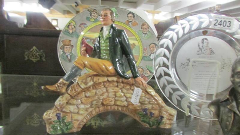 A Royal Doulton Robert Burns collector's plate and figure together with a Robert Burns glass plate - Image 4 of 5