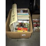 A box of railway and model railway magazines,