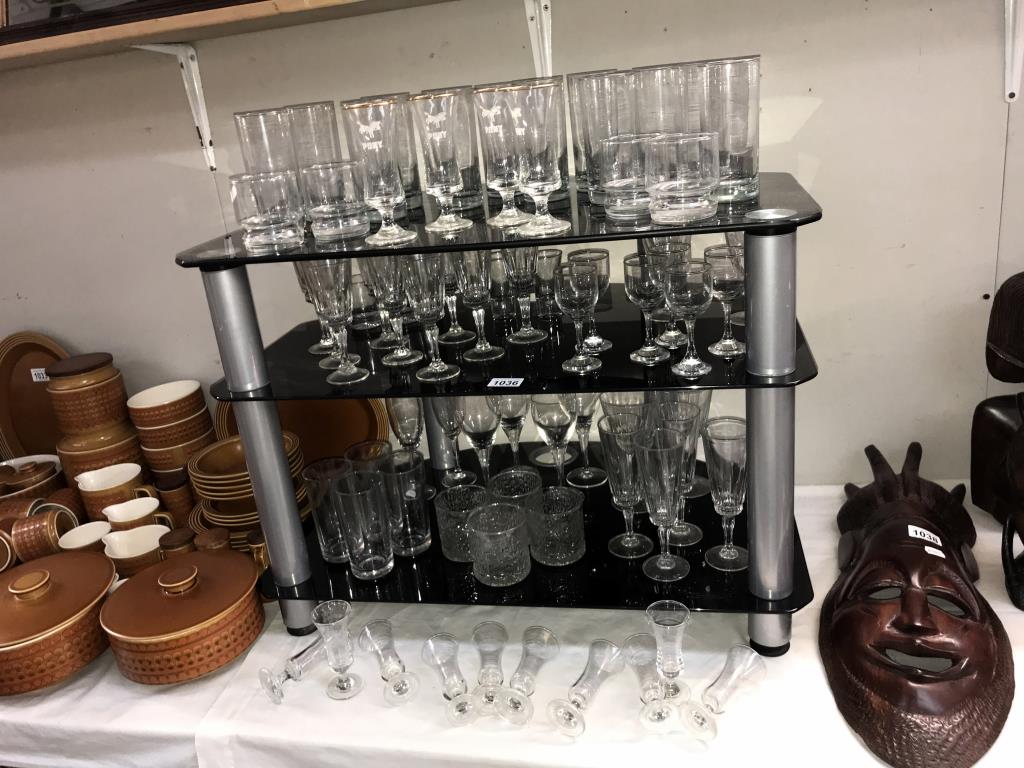 A good quantity of drinking glasses, in sets of 4's,