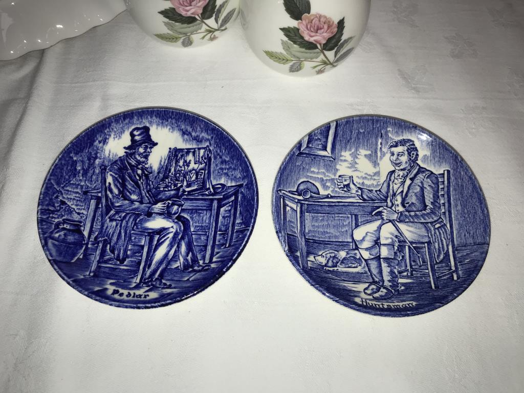 7 Enoch Wedgwood blue and white cabinet plates plus Wedgwood vase and Spode vase and dish - Image 7 of 12