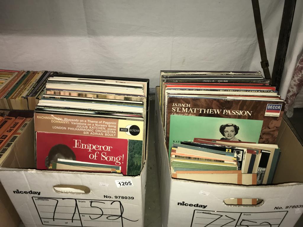 A quantity of LP's and singles in 2 boxes