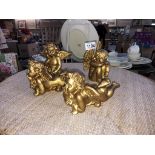 4 golden angelic cherub figures